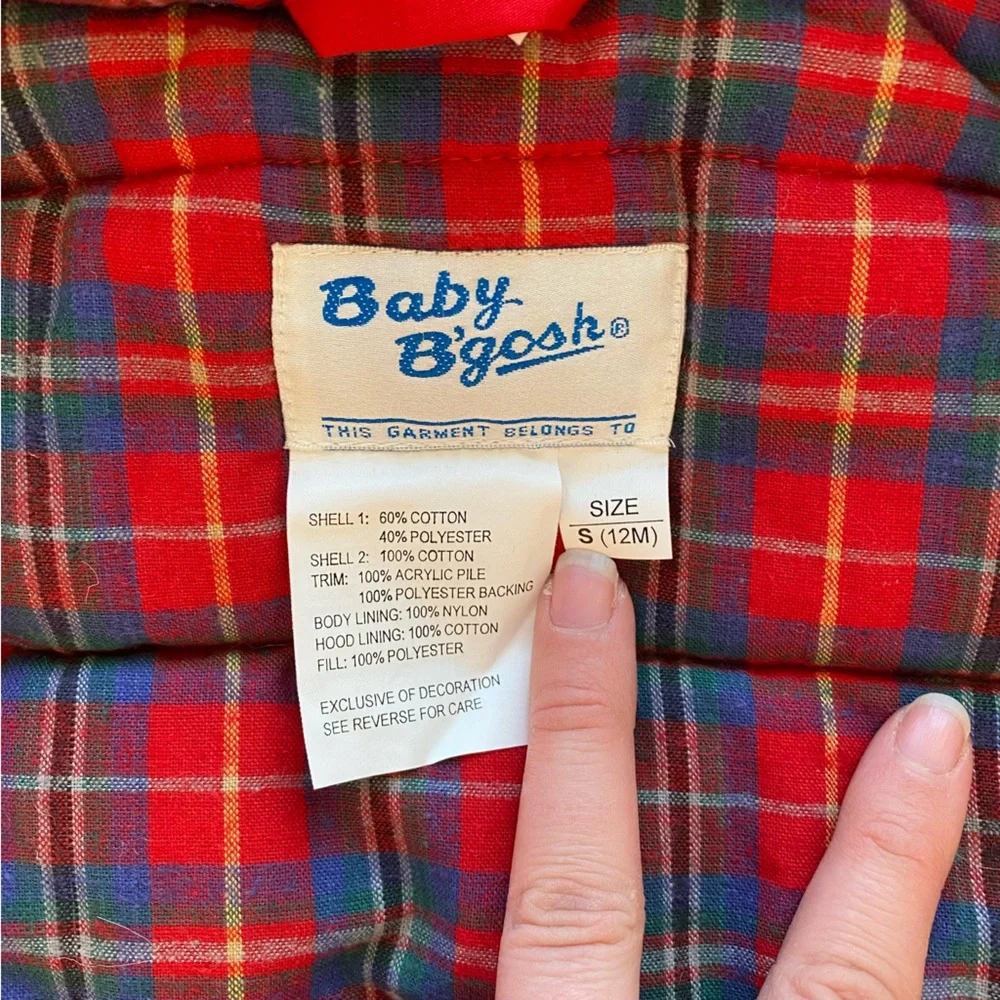 Vintage Baby B’gosh NWT Winter Coat Red Navy Beaver 12 Months Dead Stock Boy